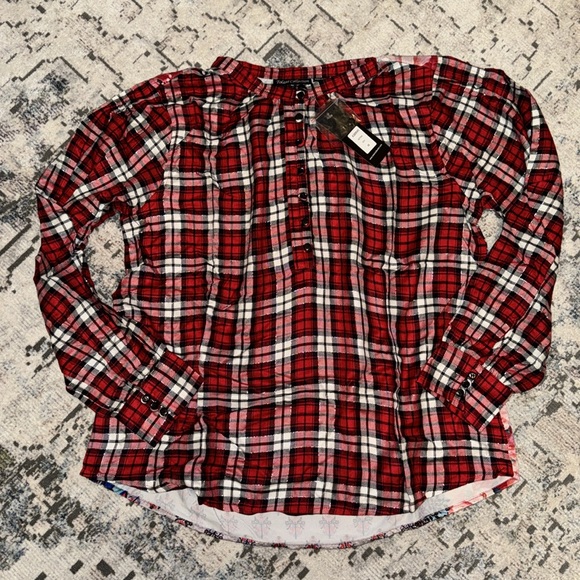 NWT Tolani Collection Adyna Plaid and Velvet printed back shirt - Picture 3 of 8